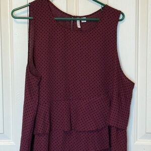 Elle Burgundy Polka Dot sleeveless top
